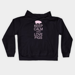 Keep Calm and Love Pigs Pink Graphic Design Kids Hoodie